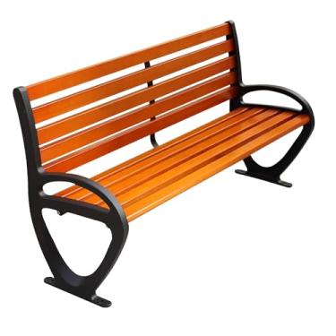 Imagem de Banco ao ar livre, cadeira de lazer ao ar livre, banco de metal ao ar livre, banco de madeira anticorrosão cadeira de madeira de plástico, com encosto e apoios de braço, para gramado, varanda, quintal