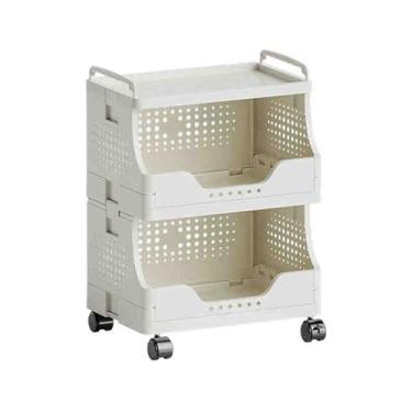 Imagem de Carrinho de armazenamento versátil com rodízios, rack de rolamento de 3 camadas para cozinha, banheiro, sala de estar, escritório e varanda - solução prática de armazenamento aberto (42 x 29 x 56 cm)