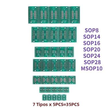 Imagem de 35 Peças Adaptador Conversor PCB SMD Para DIP Protoboard SOP8 SOP10 SO