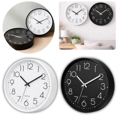 Imagem de Relógio de Parede 30cm Números Grandes Minimalista Silencioso Mecanism