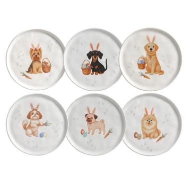 Imagem de Conjunto De Pratos De Sobremesa 06 Peças Páscoa Bio Doguinhos Porto Brasil