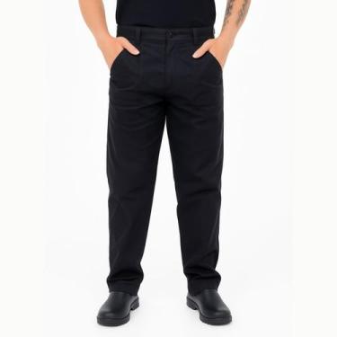 Imagem de Calça Brim Uniforme Profissional Reforçada Preta Kaballah, Preto, M, 1