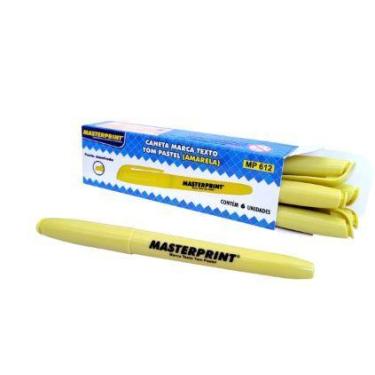 Imagem de Caneta marca texto tom pastel amarela masterprint mp612 caixa c/ 06 un