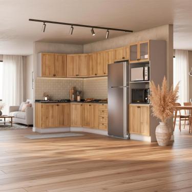 Imagem de Armário de Cozinha Completo Berlim 10 Módulos 10 Portas 4 Gavetas 345cm com Nicho para...