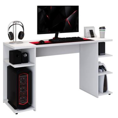 Imagem de Escrivaninha Gamer Retangular Gamer Master Moderno 120cm Branco Arte Móveis para Setup...