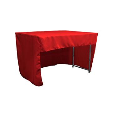 Imagem de LA Linen Toalha de mesa ajustada de popelina de poliéster aberto nas costas 122 cm C x 76 cm A, vermelha