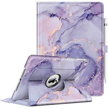 Imagem de Fintie Capa giratória para iPad 6ª/5ª geração (modelo 2018 2017, 9,7 polegadas), iPad Air 2 / iPad Air 1-360 graus com suporte giratório automático hibernar e despertar automaticamente, mármore lilás