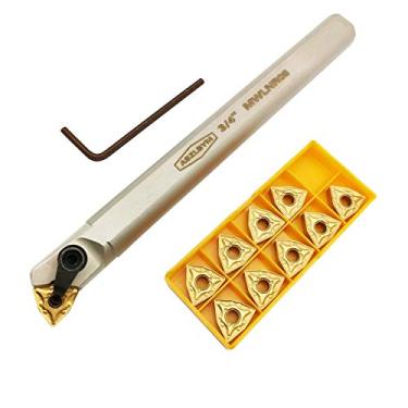 Imagem de ASZLBYM Suporte de ferramentas de torneamento de barra de perfuração interna de torno de 3/4" S20R-MWLNR08 com inserção de torneamento de carboneto indexável WNMG432