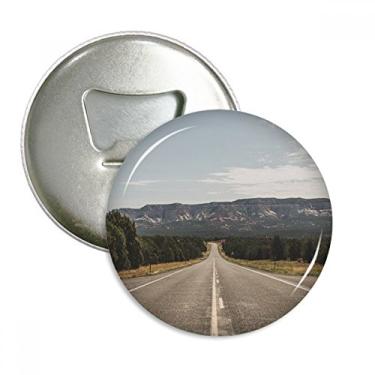 Imagem de Rodovia Viagem Céu Exterior Floresta Abridor de Garrafas Imã de Geladeira Emblema Multifuncional