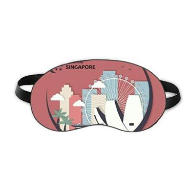 Imagem de Bandeira de Cingapura Lugares em formato de lua Protetor de olhos macio para dormir sombra noturna