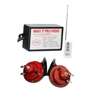 Imagem de Kit de buzina para carro com controle de buzina, 12v-24v, buzina elétrica super alta com controle remoto para barco, motocicleta, caminhão, iate