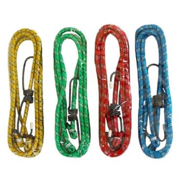 Imagem de Kit de 4 Cordas Elásticas com Ganchos para Bagageiro de Moto, 1,2 metro x 8 mm
