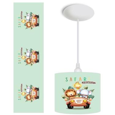 Imagem de Pendente luminaria infantil bebe-safari jipe liso verde - ATACADAO DA 