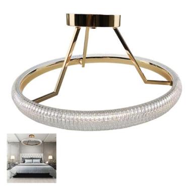 Imagem de Lustre Cristal Anel 3 em 1 Luminaria Pendente Infinito Perfil Led Sala