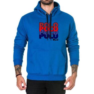 Imagem de Moletom Masculino Algodão Flanelado Capuz Bolso Canguru - Polo Blu, P,