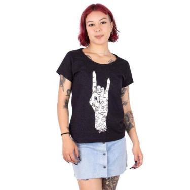 Imagem de Camiseta Feminina Hand Tattoo - Preta Jaguar - Art Rock, p
