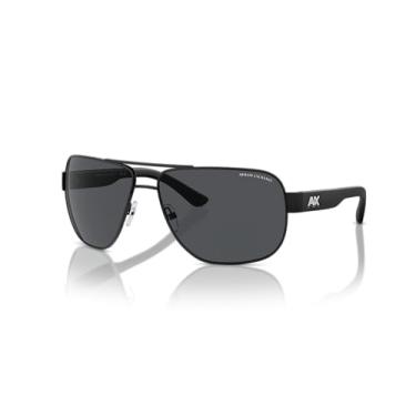 Imagem de A|X ARMANI EXCHANGE Óculos de sol masculinos AX2012S retangulares, preto fosco/cinza, 62 mm, Preto fosco/cinza, 62 mm