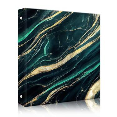 Imagem de Fichário de 3 anéis, fichário de três anéis para papel tamanho carta, fichário redondo de 2,5 cm com divisórias, organizador de fichário de capa dura decorativo fofo (mármore verde)