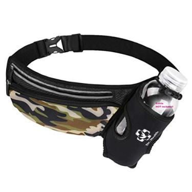 Imagem de Cinto de corrida esportivo/bolsa com suporte para garrafa de água, pochete de hidratação, listras refletivas, armazenamento para celular, orifício para fone de ouvido para passear com cães, caminhadas