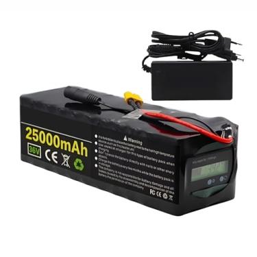 Imagem de Bateria elétrica de bicicleta 36V 25AH, pacote de bateria de lítio de 36V, BMS 25A integrado, com plugue XT60 e indicador de capacidade, para motor de scooter de bicicleta elétrica de 250-1000w (com