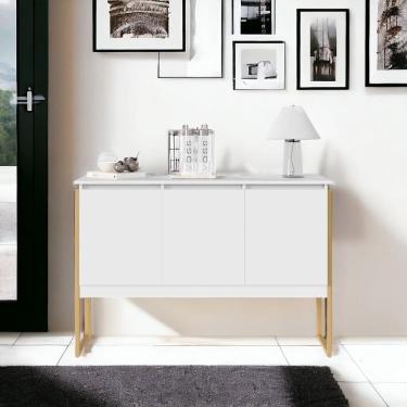 Imagem de Buffet Elegante com 3 Portas Turim Branco Dourado