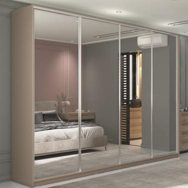 Imagem de Guarda Roupa Casal 100% mdf bp com 4 Portas Espelhos Zermatt