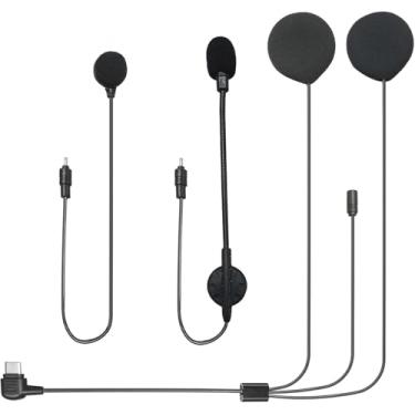 Imagem de Fone de ouvido de capacete de motocicleta alto-falantes de alta fidelidade com boom e kit de áudio de microfone de botão para X10