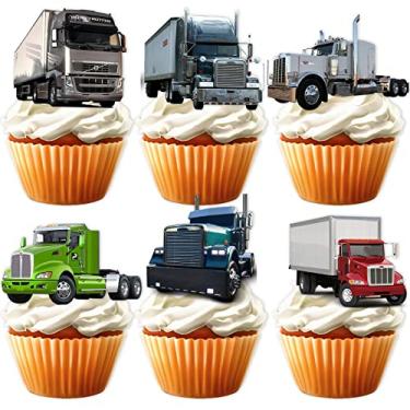 Imagem de LETLIMIT 18Pcs Glitter Sobremesa Cupcake Topper Transporte Caminhão Carro Tema Decoração Suprimentos Chá de Bebê Crianças Menino Menina Feliz Aniversário Festa Decorações