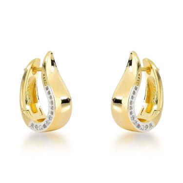 Imagem de Brincos De Argola Cintilantes - Banho De Ouro 18k E Zircônias - Joalheria Fina