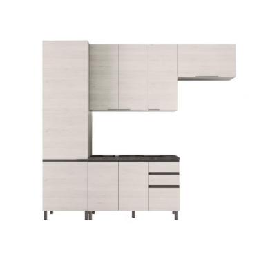 Imagem de Cozinha Compacta Cristal 8 Portas 3 Gavetas Bartira Lâmina Mel-nude