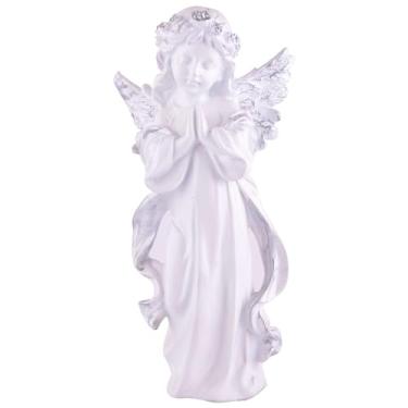 Imagem de Estátua de anjo grego de resina Done with Love Store, estatueta de jardim de menina de anjo romano, escultura de anjo romano para decoração de jardim doméstico interno e externo -1