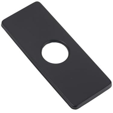 Imagem de CREATCABIN Placa de torneira preta retangular tampa de furo de pia de 16 cm placa de deck de aço inoxidável acessório de encanamento para banheiro ou cozinha de 1 ou 3 furos, fácil de instalar