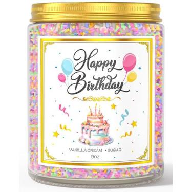 Imagem de Vela de aniversário VEGISHINE 266ml Happy Birthday Vanilla Scent