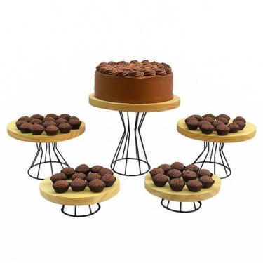 Imagem de Kit Boleira Bandejas Decoração Festa Expositor Doces 5 Peças Ferro Pre