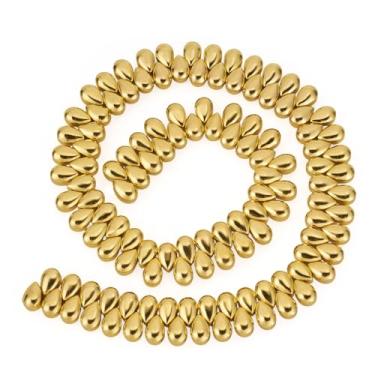 Imagem de Spritewelry Contas de vidro em forma de gota para fabricação de joias, 125 peças, contas douradas, galvanizadas, gotas, gota, espaçador, contas soltas para colar de pulseira