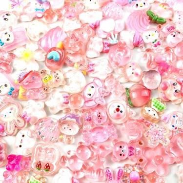 Imagem de Lmlliang 50 peças rosa sortidas de resina plana pingentes de geleca aleatória enfeite para fazer grampos de cabelo sapatos capa de telefone decoração scrapbooking artesanato DIY