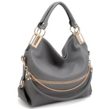Imagem de Bolsa de mão Dasein Vegan Leather Strass Hobo Tote Grey