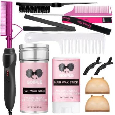Imagem de Alisador de cabelo elétrico Hot Comb Goiple rosa e acessórios