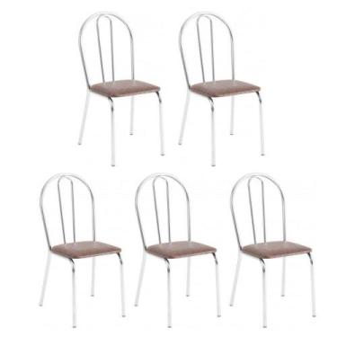 Imagem de Kit 5 Cadeiras Lisboa Cromada Para Cozinha Ou área Gourmet-assento Sin