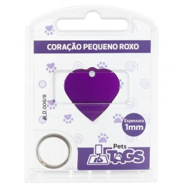 Imagem de Plaquinha de Identificação Personalizada - Coração Roxo P - PETSTAGS