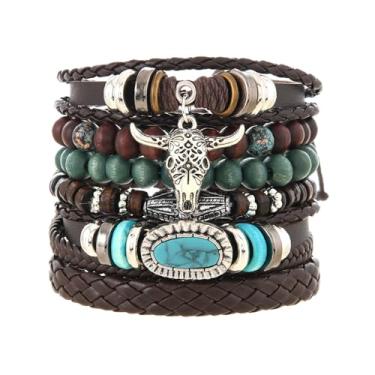 Imagem de Pulseiras de couro ocidentais para mulheres e homens modernos roupas de concerto country cowboy chique boho vaqueira acessórios pulseira turquesa com contas 2025 joias da moda, 7.5, Liga metálica, Sem
