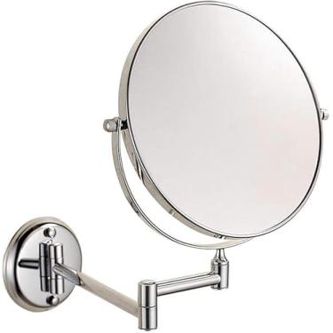 Imagem de Espelho de maquilhagem, espelho de beleza de ampliação 3X, espelho de cosméticos de parede de dois lados, espelho de banheiro extensível giratório de 360°, prata_20,32 cm