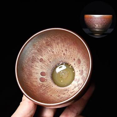 Imagem de Xícara de chá Tenmoku Glaze Conjunto de Xícaras de Chá Padrão de Gota de Óleo Xícara de Chá Jianzhan, Esmalte Azul Doméstico Tigela de Chá de 150 g, Conjunto de Louça de Chá Kung Fu Mudança de Forno