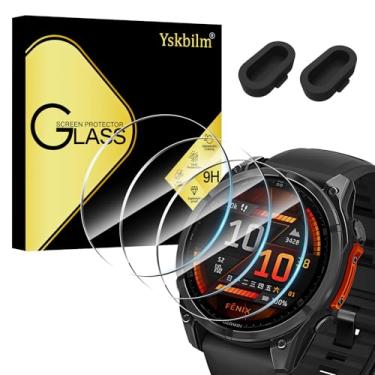 Imagem de (Pacote com 3+2) para Garmin fÂnix 8 Amled protetor de tela de 47 mm, porta do carregador + [antiarranhões] Película protetora de tela de vidro temperado de dureza 9H