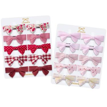 Imagem de Hair Bows LMYMHMLM, 20 peças, vermelho, rosa, 6,5 cm, conjunto de clip