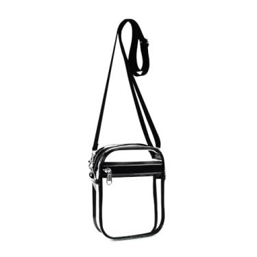 Imagem de Bolsa transversal transparente com bolso frontal, Preto