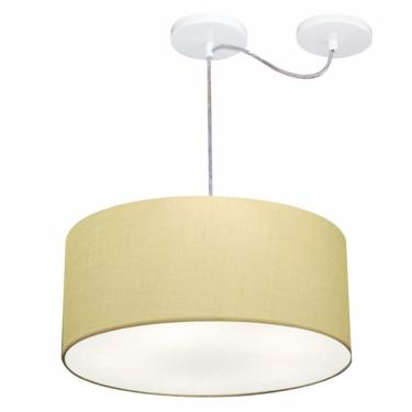 Imagem de Lustre Pendente Cilíndrico Com Desvio De Centro Md-4147 Cúpula 50x25cm Algodão Crú - Bivolt