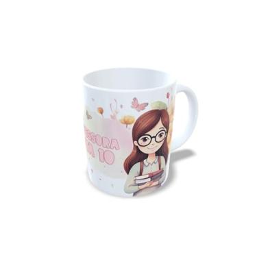 Imagem de Caneca Professora Floral em Cerâmica, 325ml, Decorada com Flores Coral e Mensagem Melhor Professora, para Presente Dia dos Professores (14090)
