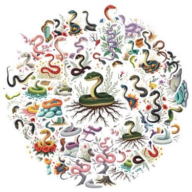 Imagem de 50 peças cobra réptil natureza colorida desenho animado bonito ilustrativo para mala, geladeira, telefone, bagagem, laptop, guitarra, carro, adesivo, brinquedos, faça você mesmo, telefone, guitarra