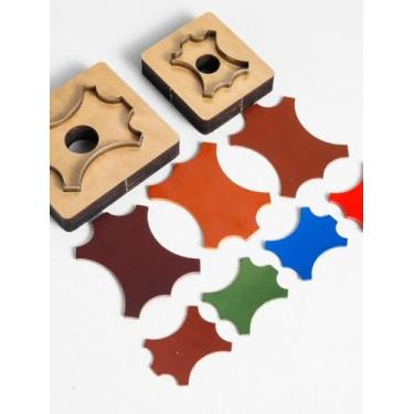 Imagem de YJIUYUANQ Conjunto de moldes de etiqueta de couro de 2 tamanhos, perfurador e cortador multiformas para modelos de artesanato DIY